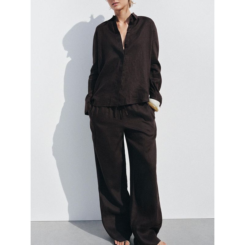 Za2025 Spring New Women clothes Long sleeve Lapel Shirts 4786090 250 Casual Pants 4786091 250