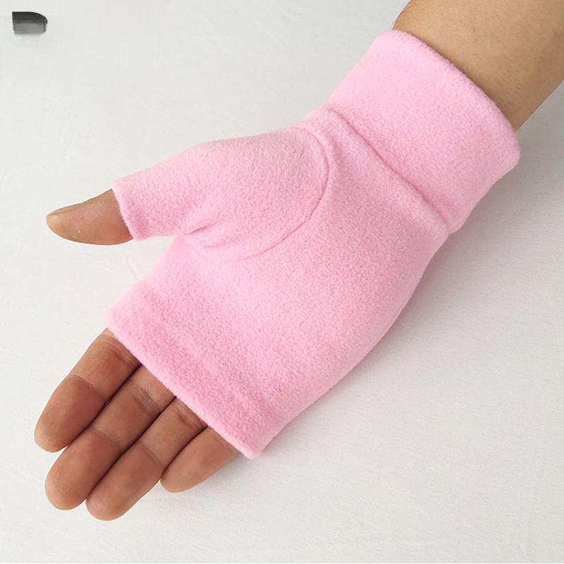 Winter Half Finger Gloves Women Men Soft Plush Fleece Warm Gloves Solid Color Hand Wrist Fingerless Mittens Fashion
