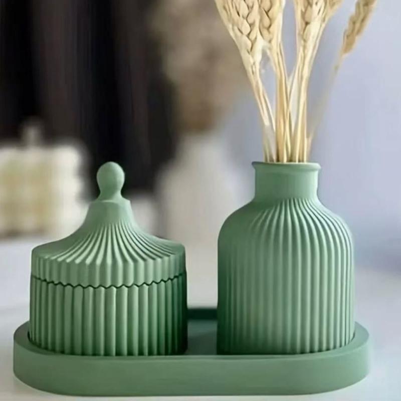 Ribbed Tray and Container Casting Form Set for DIY Projects, Ribbed Vessel Forms for Table Display and Handmade Gifting Themes Daily