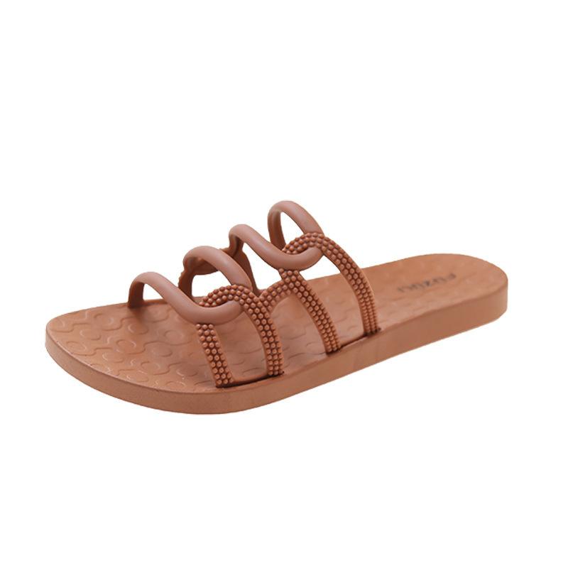 

Корейская версия односимвольных полых тапочек женские для улицы сказочный стиль домашние простые тапочки на плоской подошве повседневные с открытым носком прохладные тапочки 40 хаки