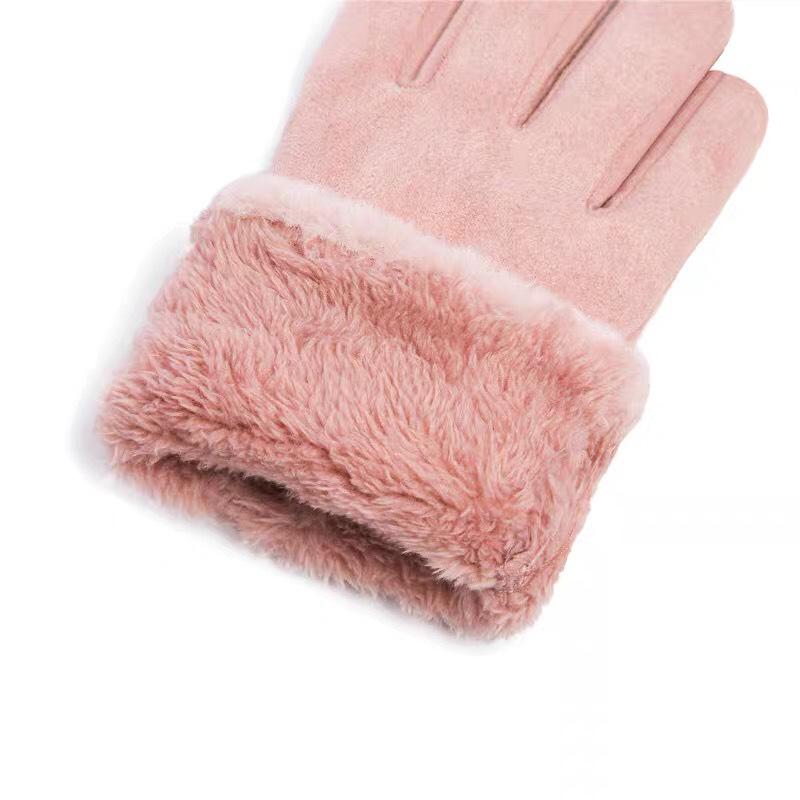 Warm Gloves Women's Winter Velvet Thickened Outdoor Cycling Fingers