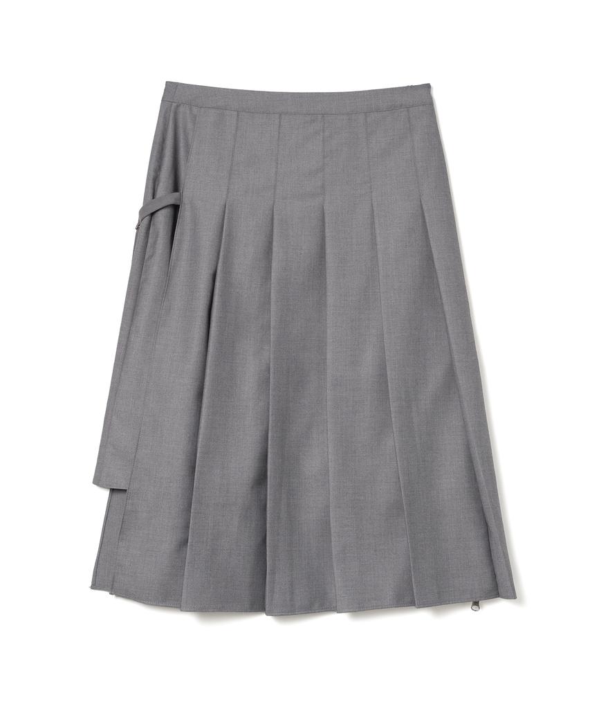 Milo Woman Zipper Layered Pleated Skirt [Gray]