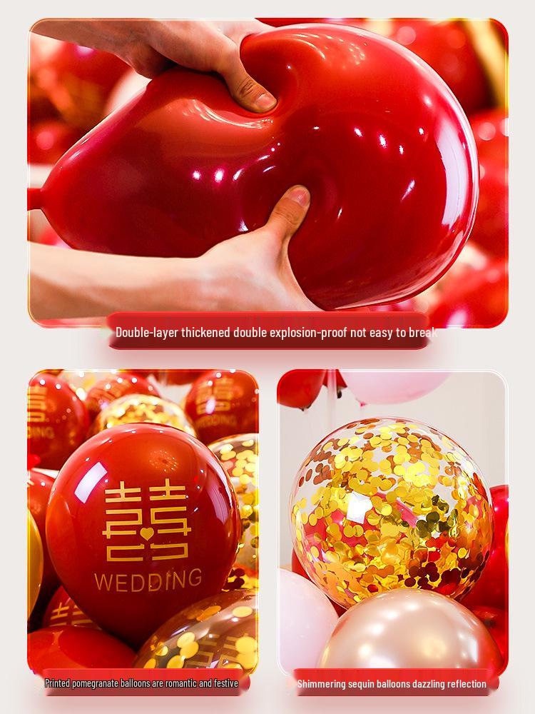 Red Double-Layer Wedding Balloon Arrangement Set for Bridal Chamber & Engagement