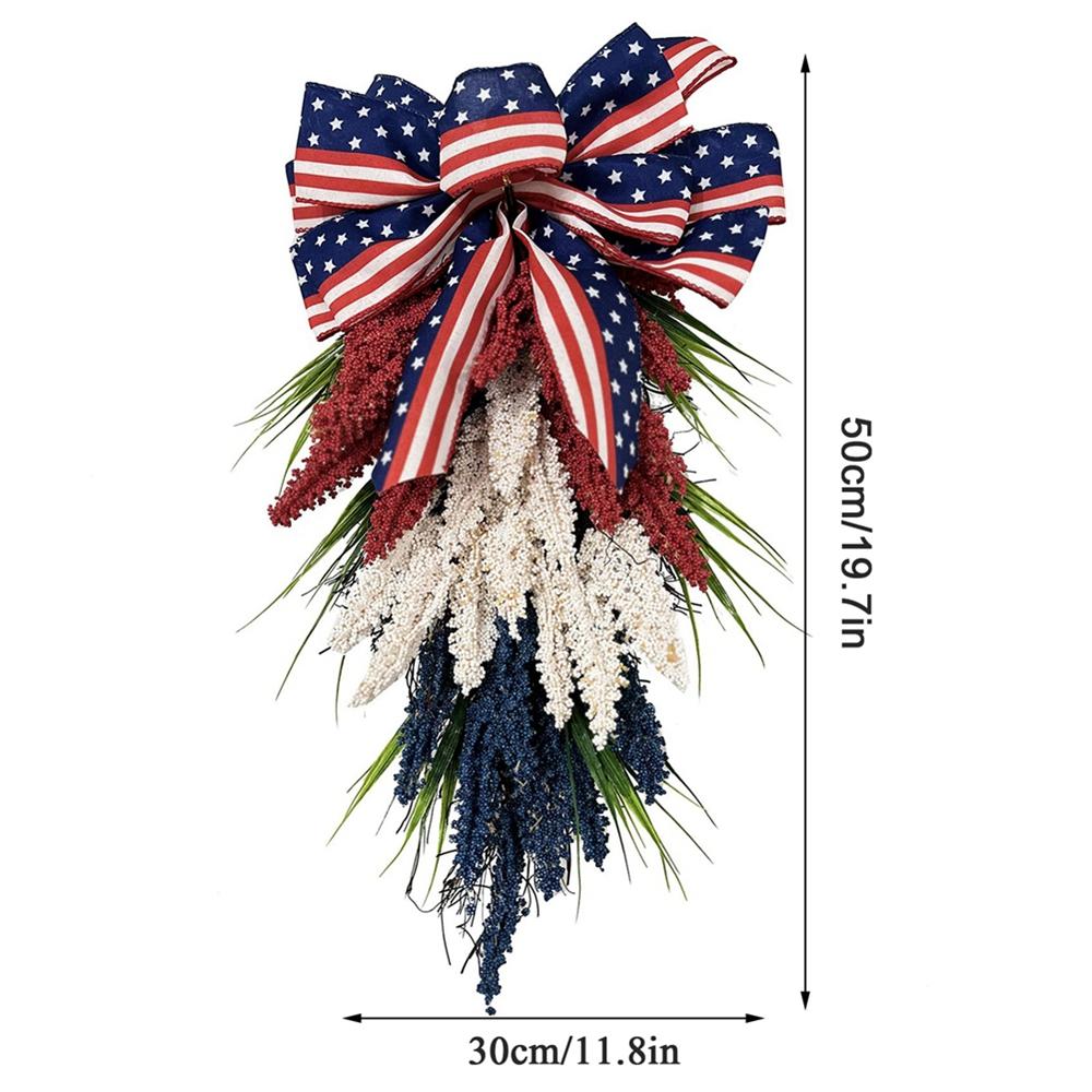 Independence Day Wreath 4th Of July Front Door Red White Blue Wreaths Patriotic Flag Garland for Front Door Window Wall Decor