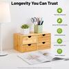 Minimalist Bamboo Desk Storage Box - 4-Drawer Organizer for  Cosmetics/Files/Home Decor/Office Use No Assembly