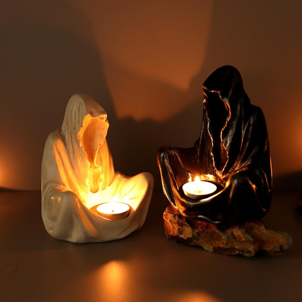 Cross-legged Pose Sitting Ghost Candle Holder Resin Candle Stand Wizard Candlestick Party