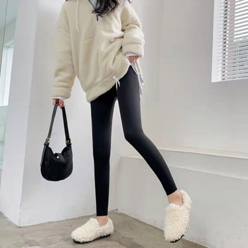 

Одежда из овечьей шерсти, осенние и зимние шерстяные толстые леггинсы с высокой талией, йога для живота S чёрный