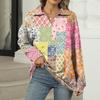 Women's Summer Fashion Casual  Printed V-Neck Long Sleeve Shirt Top