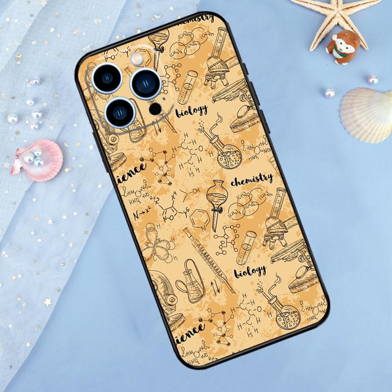 Vintage Seamless Chemistry Laboratory Phone Case For iPhone 15 16 Pro Max 13 11 12 14 Pro Max XR XS X 7 8 Plus 12 13 Mini Cover