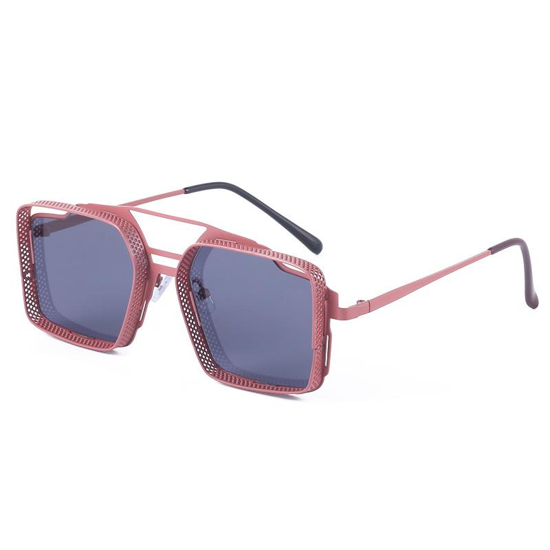 Vintage Steampunk Sunglasses Men's Metal Hollow Box Sunglasses Men's Fashionable Double Beam Glasses