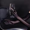 Ladies Enticing Glossy High Gloss Sheen Extended Hand Coverings Lightweight See Through One Piece Mittens High Stretch Form Fitting Stocking Gloves