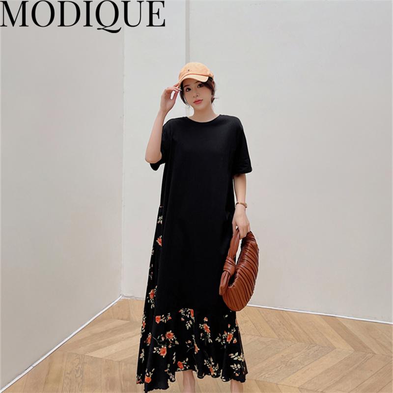 MODIQUE Vară Plus Size Cămașă Rochie Nouă Femei Lejer mozaic Bumbac In Rochie Florală Solid Casual Rochii Femei Gâtul O