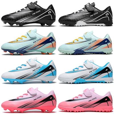 Low Top Football Shoes Velcro Kids Tf Shredded Nails Artificial Turf Ag Nails Leather Foot Teen Student Training