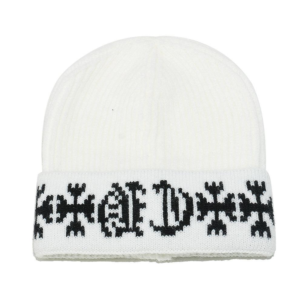 ins autumn and winter Korean version casual Sanskrit knitted hat out of the street couple wool hat men's and women's ear protection warm cold 