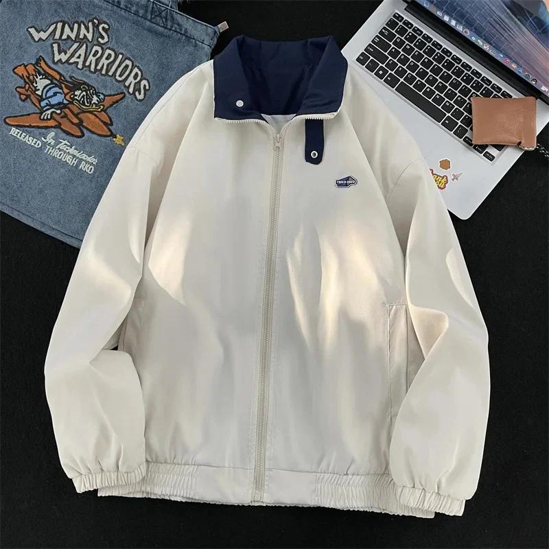 

Autumn Lapel Workwear Jacket Men s Zipper Trench Coats Windbreaker Vintage Oversized Japanese Fashion Harajuku Streetwear Jacket L