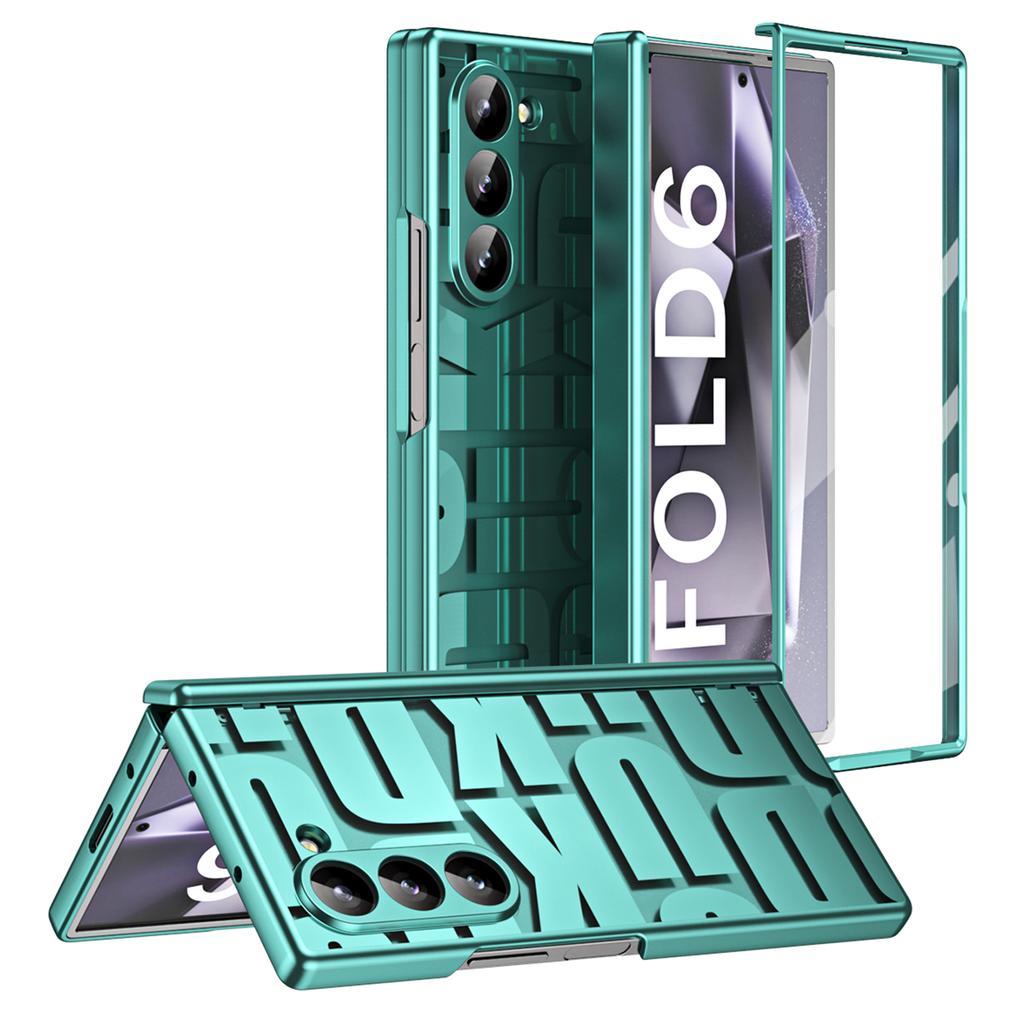For Samsung Galaxy Z Fold6 5G Case Electroplating PC Phone Cover with Tempered Glass Film