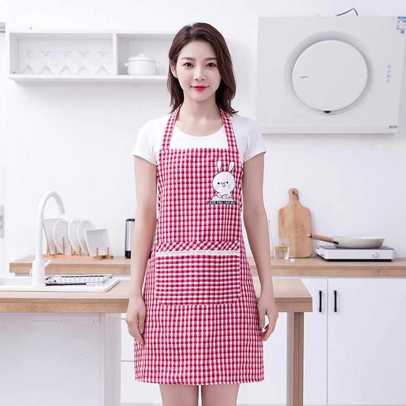 Oil and Stain-Resistant Cotton Kitchen Apron, Korean Style, Fashionable, Breathable, Wear-Resistant