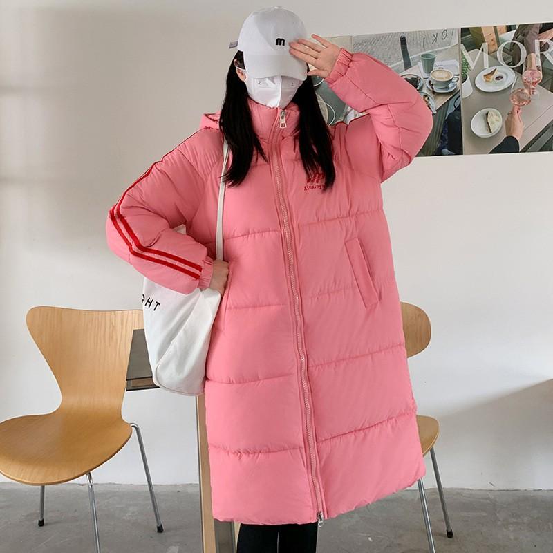 Womens Mid-Length Hooded Cotton Puffer Jacket Loose Fit Casual Winter Coat Students