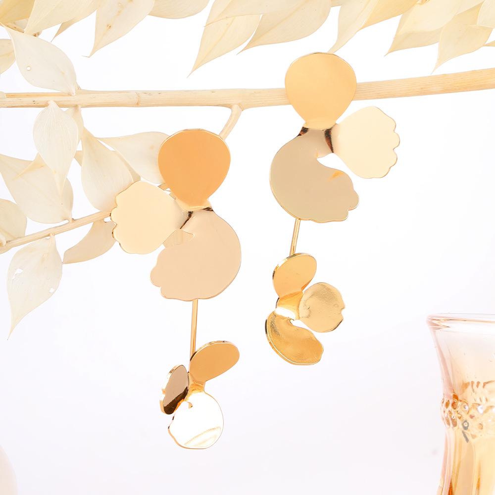 Unique Metal Floral Petal Earrings with High-End Design Sense and Personalized Style for Women