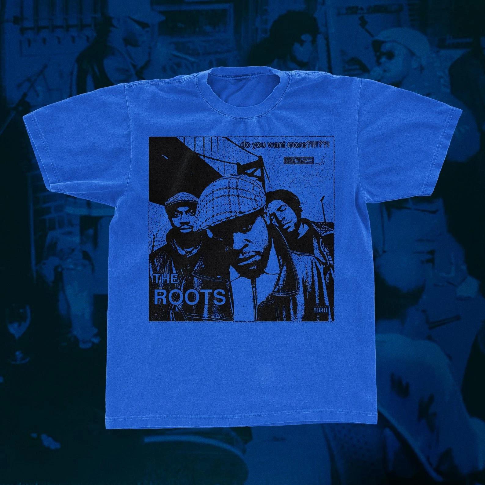 The Roots T-Shirt Do You Want More?!!!??! Questlove Black Thought 90s Rap L
