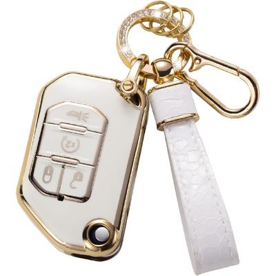 Kryt na přívěsek s Jeep Keychain, Car Key Fob Case Kompatibilní s 2018 2019 2020 2021 2022 Jeep Wrangler Gladiator JL JLU Rubicon Smart Key