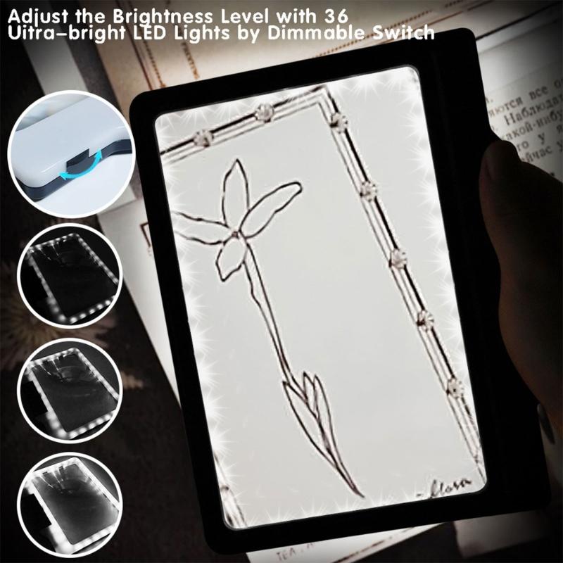 Handheld Reading Page Magnifier for Small Print with Integrated Light, Acrylic Lens and ABS Frame for Books, Newspapers and Labels