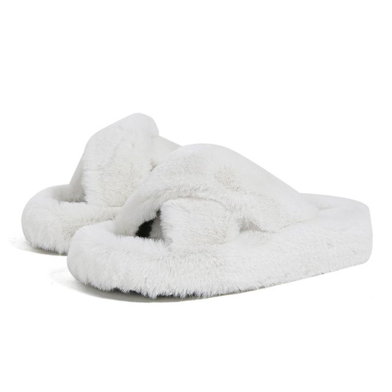 2025 New Mao Mao Slippers Women's Cross Household Thick Bottom Outer Wear Home Thermal Cotton Slippers Domestic Sales Foreign Trade Large Size