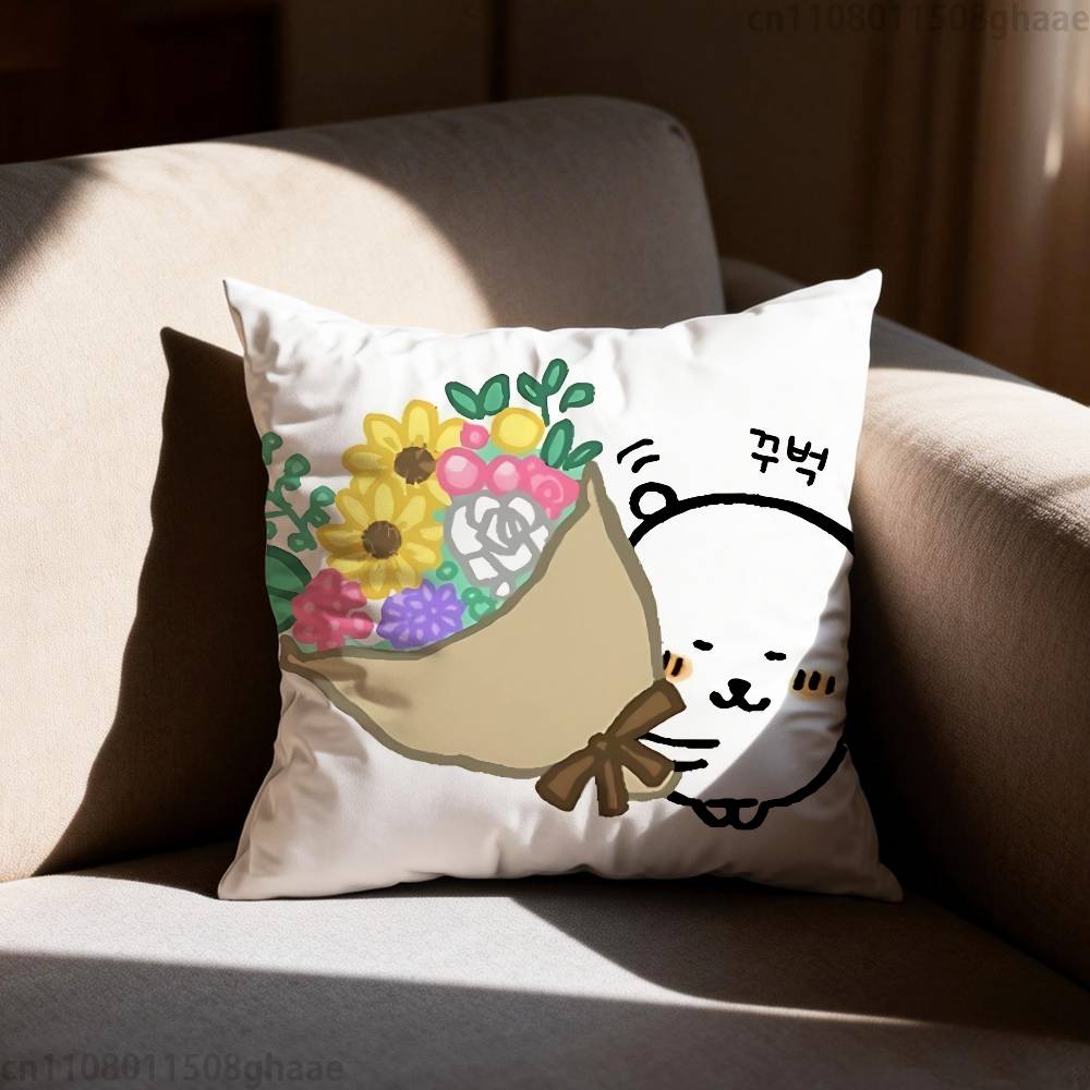 Cute Nnongdamgons  Pillow Case Antidustmite Pillowcase Invisible zipper silky short plush Sofa cushion cover