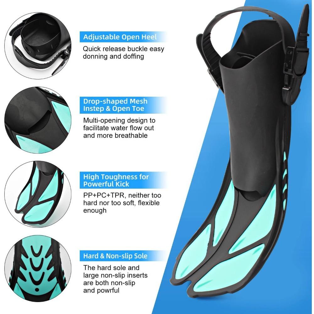 JSJM 1+1+1 Professional Scuba Diving Mask Equipment Diving Glasses HD Anti Fog Scuba Mask Underwater Snorkeling Snorkel Flippers