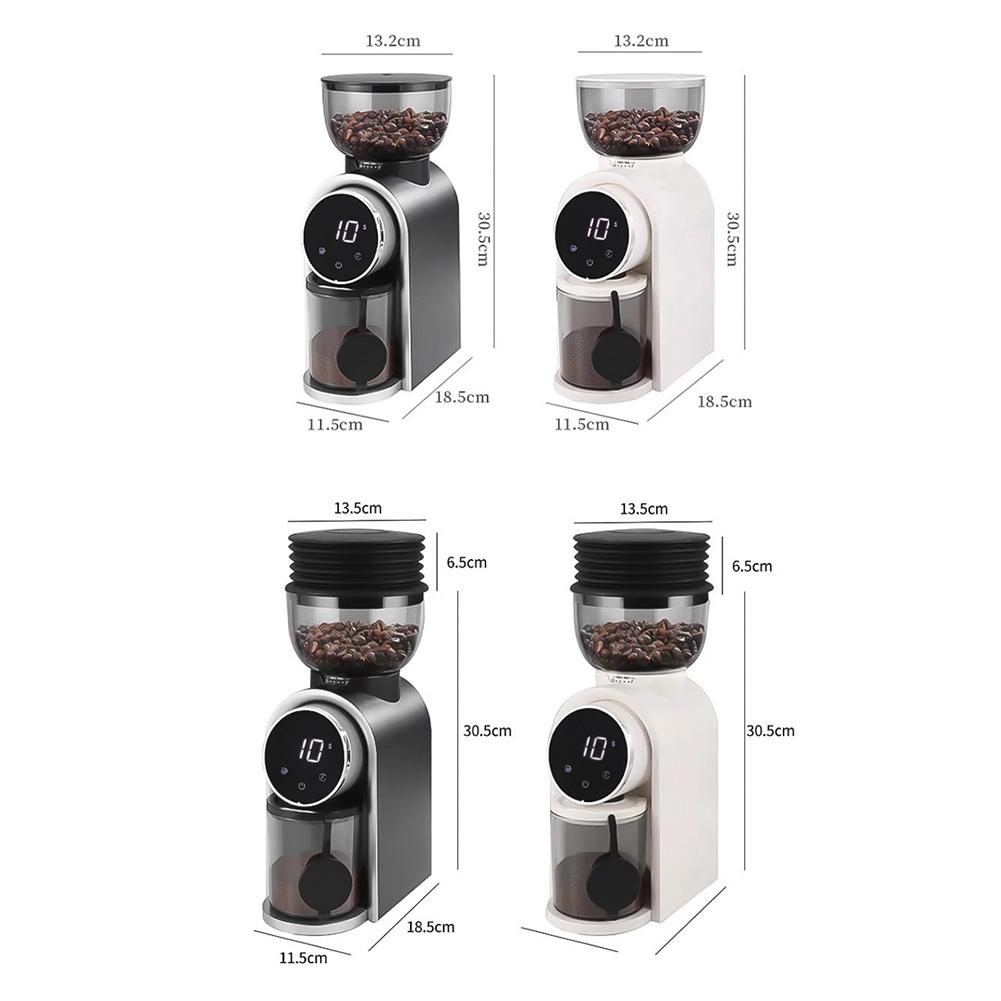 1 set Kaffekvarn 32x10x14cm Elektrisk Kaffekvarn Svart/vit Hemelektrisk Kaffemalning Med 30 Inställningar Pekskärm
