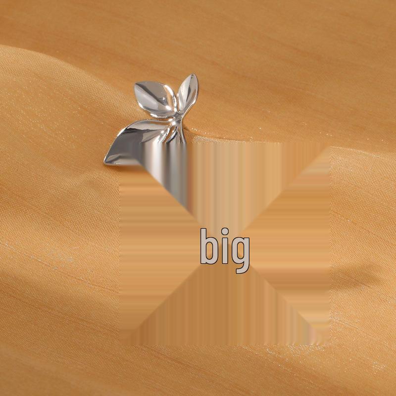 

European & American Style Stainless Steel Petal Leaf Earrings for Women серебряный