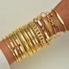 Boho Chic Gold Color Minimalist Bracelets Set for Women Retro Hip Hop Geometric Stackable Bracelet Daily Wear Party Jewelry Gift