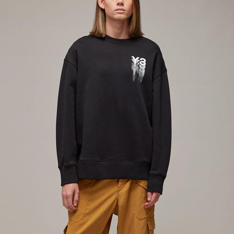 Y-3 Gfx Crew Logo Print Round Neck Sweatshirt Unisex Sweatshirt Black IZ3171