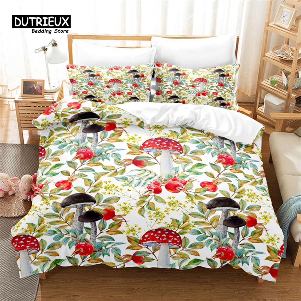 Creative Leaves Duvet Cover Set, Succulent Cactus Bedding Set, Soft Comfortable Breathable Duvet Cover, For Bedroom Guest Room