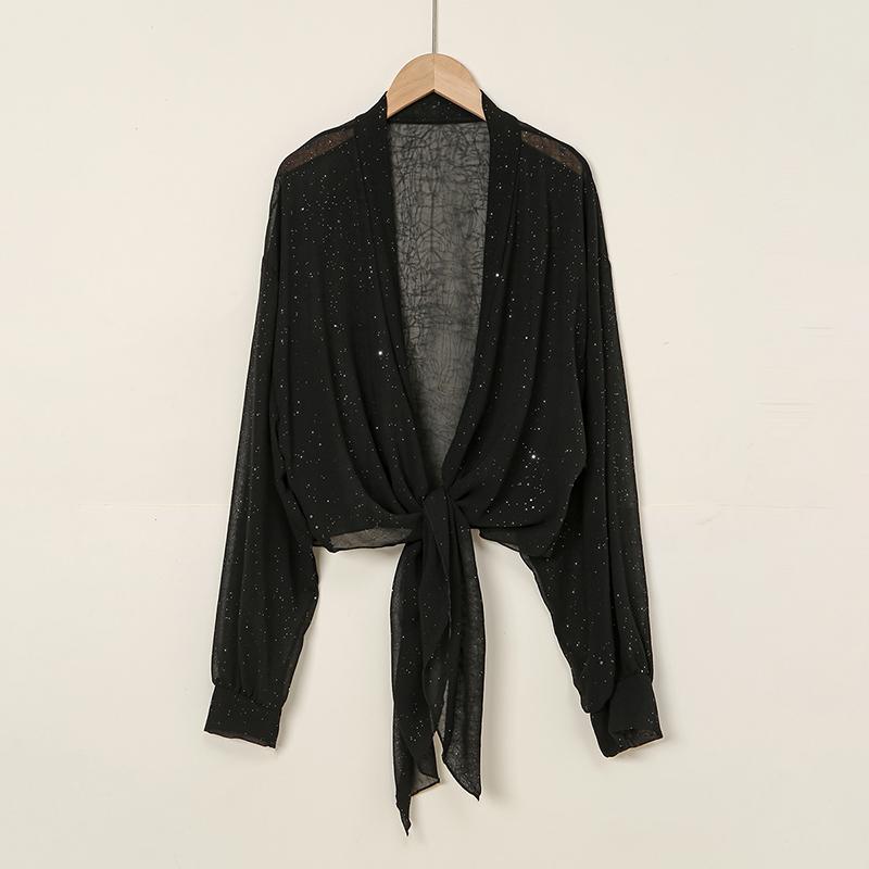 

New Plain Chiffon Sun Protection Shawl Solid Color Silver Sprinkled Cut Flowers Wraps Women Summer Outdoor Uv Protection Cape