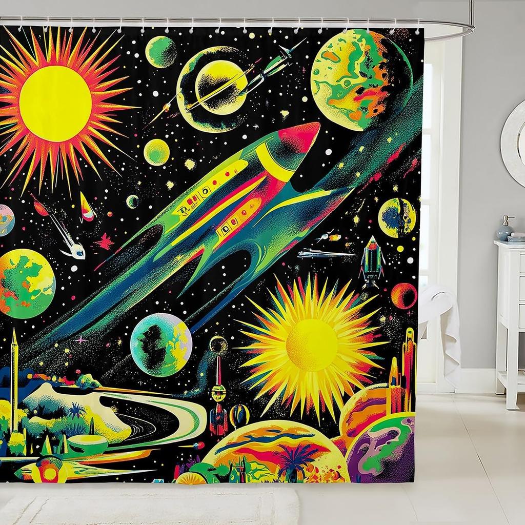Cat Shower Curtain,Colorful Floral Bathroom Curtain,Kids Girls Boys Adult Cute Pet Animals Waterproof Fabrics Blue Sky Bathtub