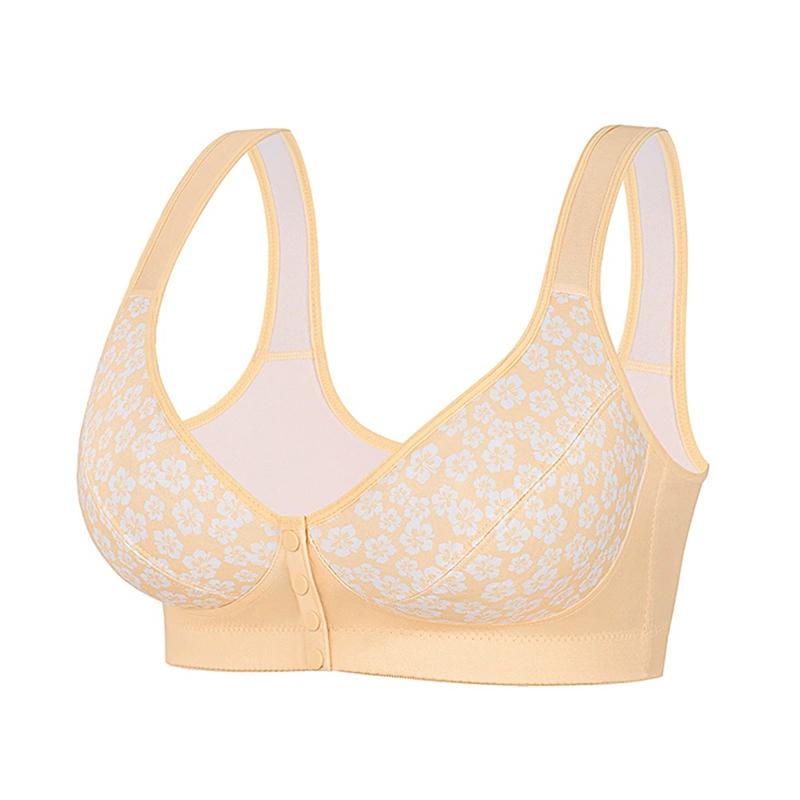 Women's Large Size Printed Front Buckle Bra Comfortable Breathable Vest Underwear