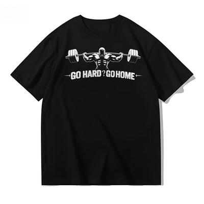 2025 Autumn and Winter Couple Sports Style Pure Cotton T-shirt Muscle Men's Printing Simple and Trend Men's and Women's T-shirt