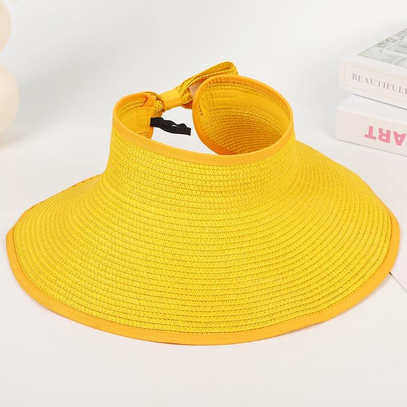 New Summer Folding Empty Top Hat Large Edge Sunshade UV Protection Sun Protection Hat Outdoor Sports Mountaineering Travel Straw Hat