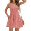 Womens Summer Dresses 2025 U Neck Sleeveless Sundresses Beach Cover Up with Pockets Loose Tank Dress