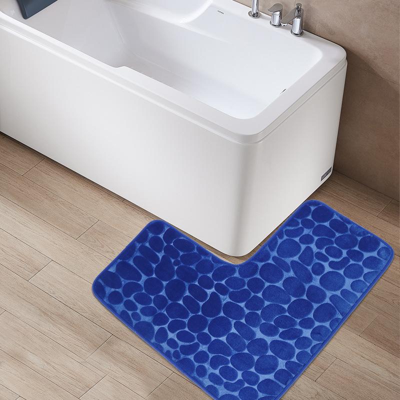 Bathroom Absorbent Foot Mat Shower Room L-Shaped Furry Flannel Bathroom Floor Mat Thick Nonslip Bathroom Mat Toilet Entrance Mat