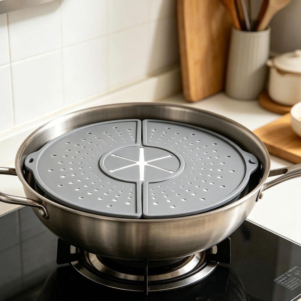 Silicone Splatter Screen, Foldable Splash Guard Heat Resistant, for Kitchen Frying Pan