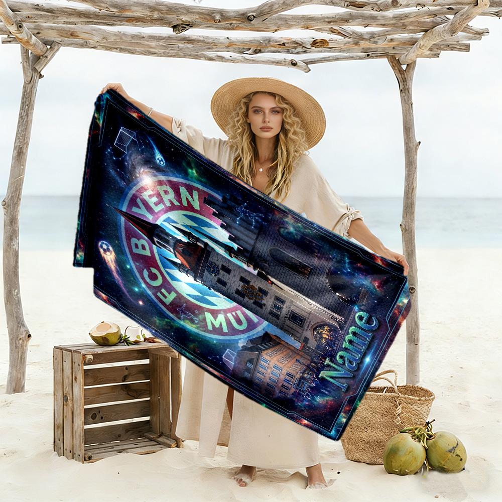 Bayern Munich Galaxy Crest Customized Name Beach Towel Soft Durable Quick-Dry Portable for SwimmingBeachCamping Travel Beach AccessoriesGym