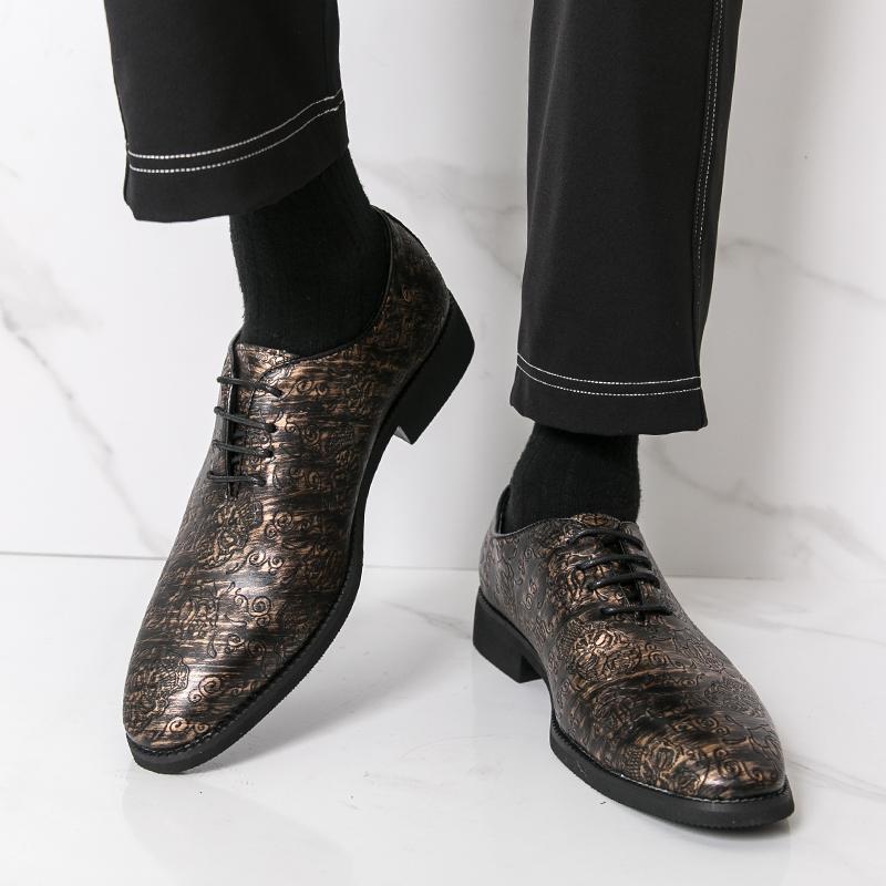 Men Derbys Oxford Skull Print Personality Nightclub Leather Shoes Men's Tuxedo Wedding Blazers Saddle Dance Shoes Plus Size