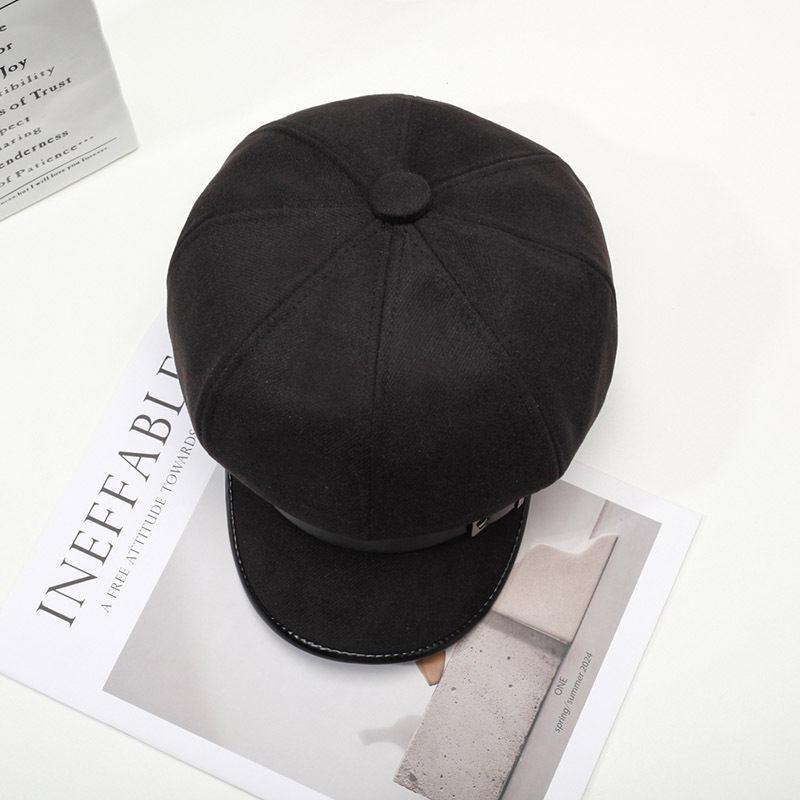 Autumn and Winter Hats Women's Fashion Versatile Octagonal Hats Big Head Circumference Showing Face Ducktongue Beret Newsboy Hat