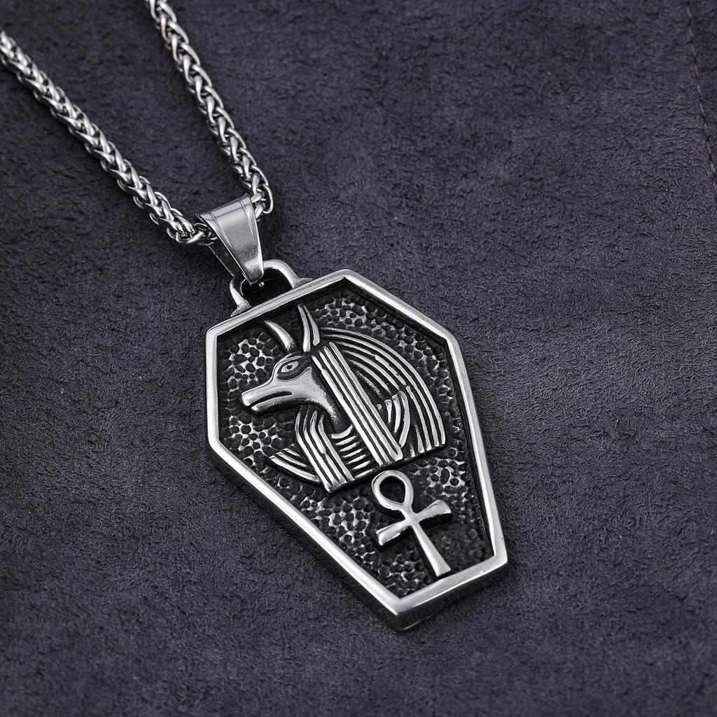 Egyptian Thoth Head Amulet Necklace - Gothic Punk Style Black  Golden Ancient Egyptian God Jewelry, Unisex