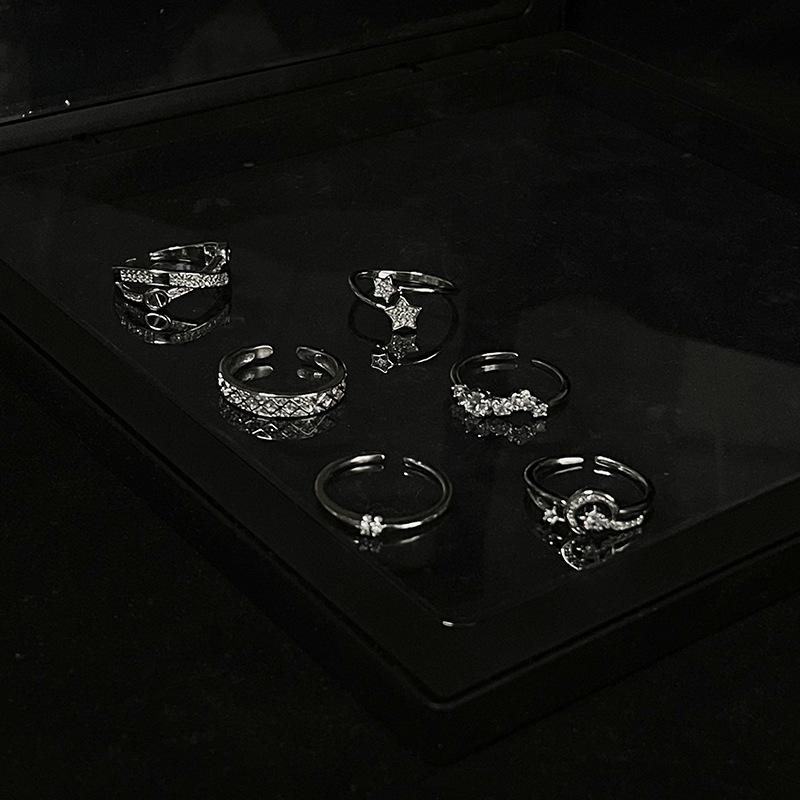 Diamond Zir*****Pening Simple Niche Design Cold Wind Light Luxury High Sense Ring Women