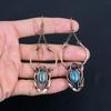 Rainbow Calsilica Earrings, 999 Copper Wire Wrapped Earrings, Handmade Gemstone Jewelry Earrings For Memorial Day