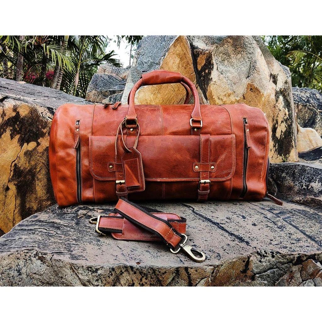 Leder-Reisetasche, handgemachter Leder-Weekender, Turnbeutel, Urlaubs-Reisetasche, Reisetasche, Übernachtungstasche, Leder-Reisetasche