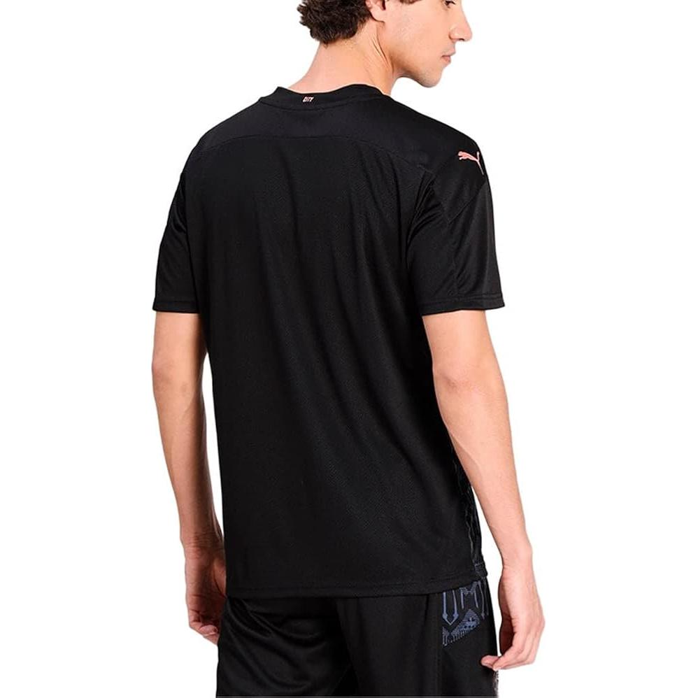 Puma Manchester City Football Club Away Color Block Sports T-Shirt Men Tops Black 757065-02